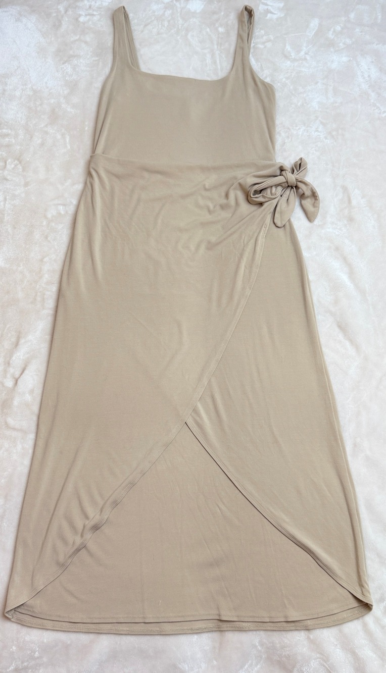 Aritzia Wilfred Saturn Midi Dress, Tan/Beige, Size L
